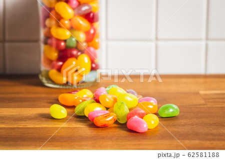 Fruity jellybeans. Tasty colorful jelly beans. 62581188