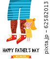 Happy Father's Day greeting card. Happy daughter feels safe with her father . Vector illustration of a flat design. 62582013