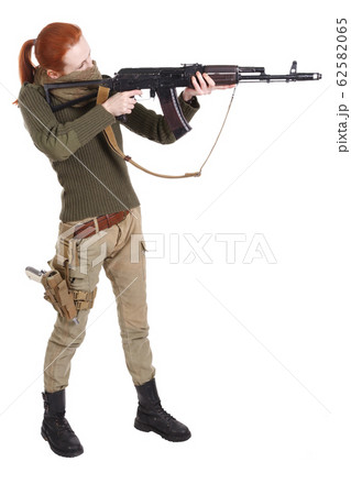girl mercenary with ak-47 rifle girl mercenary with ak-47 rifle 62582065