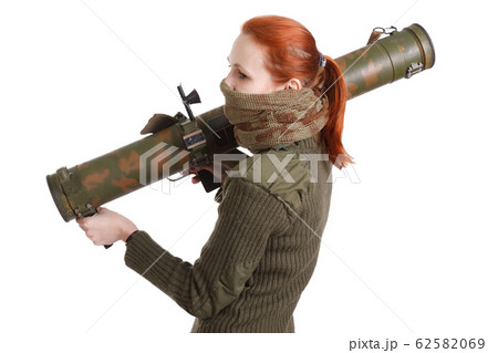 girl mercenary with RPG rocket launcher girl mercenary with RPG rocket launcher 62582069