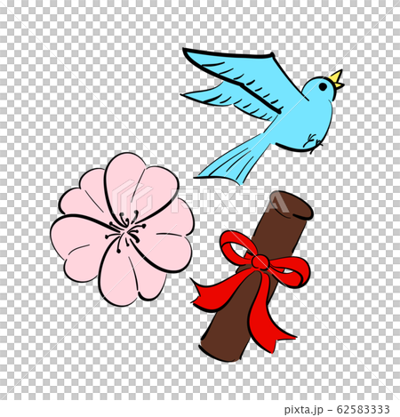 卒業式のイラストセット ベクターのイラスト素材