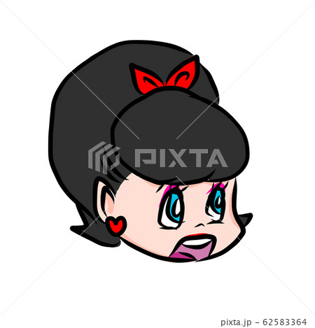 ビックリPOPガール表情/ブラックヘアー/黒髪 62583364