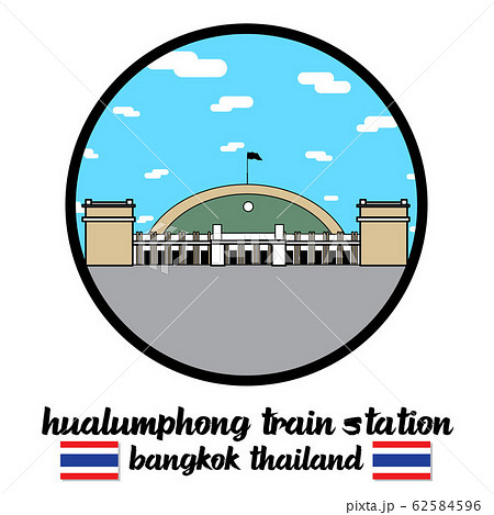 Circle icon Hualumphong Train Station sign icon. vector illustration 62584596