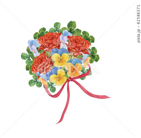 薔薇とパンジーの花束 62586371