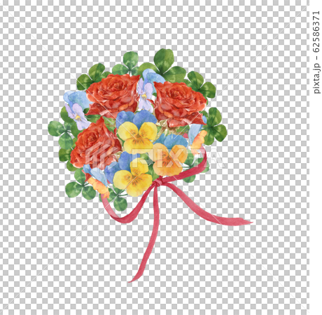 薔薇とパンジーの花束 62586371