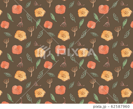 手描き水彩イラスト　花のパターンスウォッチ素材 62587960