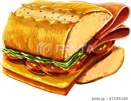 食べ物　サンドイッチ　チーズ　ファストフード 62588189