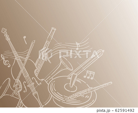 オーケストラ楽器がテーマの背景素材 62591492