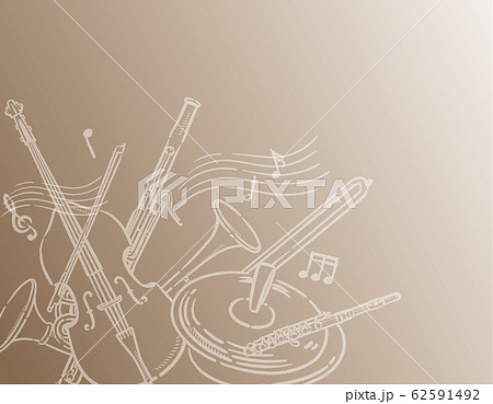 オーケストラ楽器がテーマの背景素材 62591492