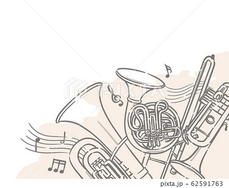 金管楽器、ブラスバンドがテーマの背景素材 62591763