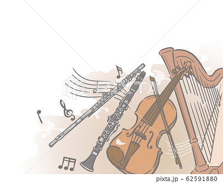 オーケストラ楽器がテーマの背景素材 62591880