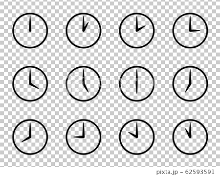 0時から11時までのアナログ時計のアイコンセット 62593591