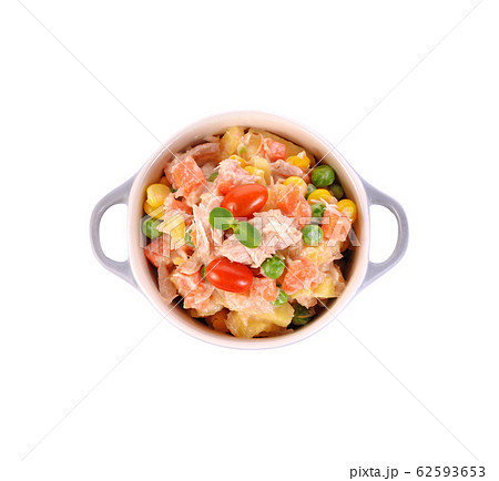 Tuna salad on white background 62593653