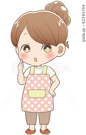 エプロン姿のシニヨン女性のイラスト素材 エプロン姿のシニヨン女性のイラスト素材