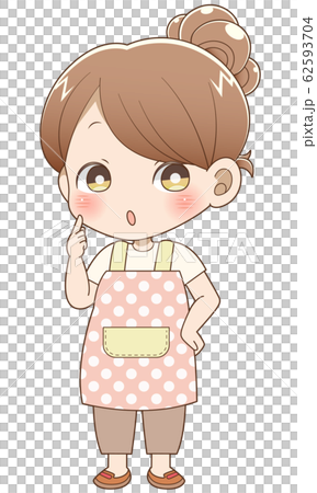 エプロン姿のシニヨン女性のイラスト素材