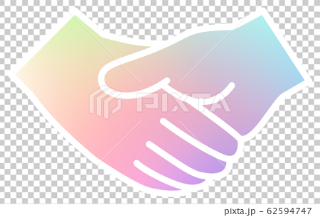 握手するベクターアイコン 虹色の背景 型抜きのイラスト素材