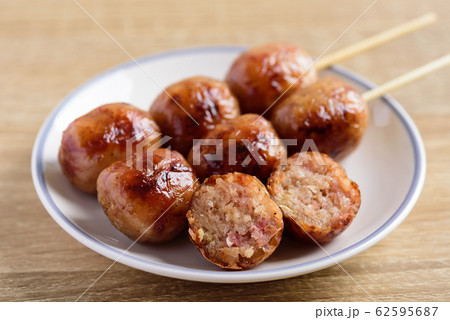 Thai sausage or Isan sausage, grilled fermented rice with pork Thai sausage or Isan sausage, grilled fermented rice with pork 62595687