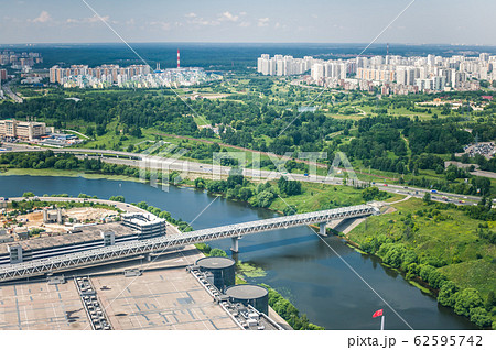 Beautiful summer panoramic landscape. Bird's-eye 62595742