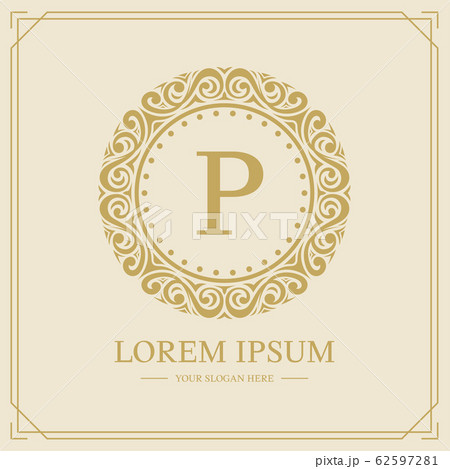 Luxury monogram logo template, letter P logo design, vector illustration 62597281