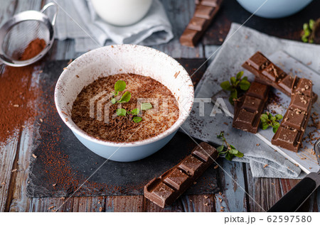 Delicious homemade chocolate pudding 62597580