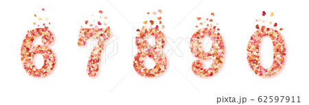 Set of Valentines Day colorful decorative hearts confetti numbers. Isolated on white background. EPS 10 62597911
