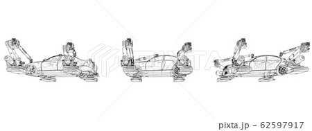 Assembly of motor vehicle. Vector Assembly of motor vehicle. Vector 62597917