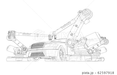 Assembly of motor vehicle. Vector 62597918