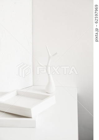 Abstract collection of different white objects, modern minimal decor 62597969