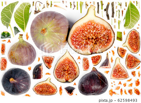 Fig Slice and Leaf Collection 62598493