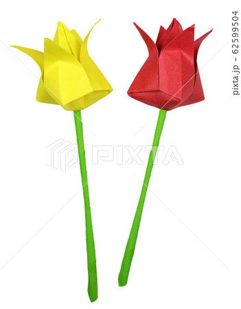 Set of handmade paper tulip flowers Set of handmade paper tulip flowers 62599504