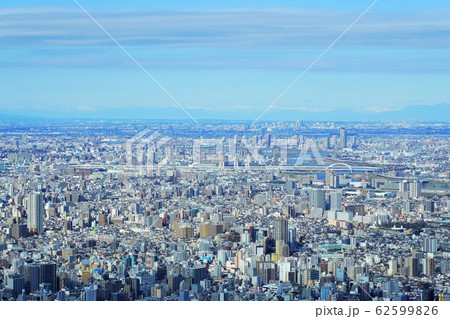 東京スカイツリーからの眺めの写真素材