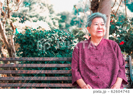 old elder woman resting in garden. elderly female old elder woman resting in garden. elderly female 62604748