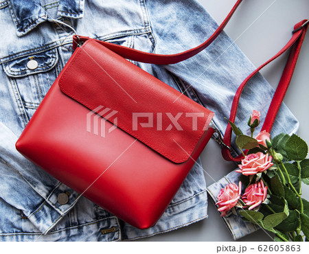 Red leather women bag 62605863