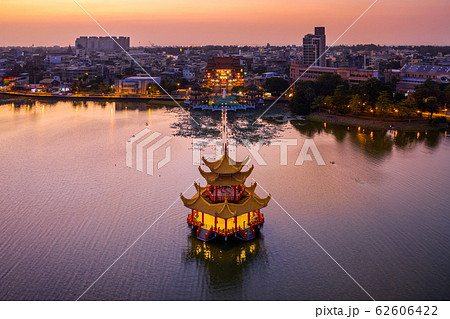 Wuliting pavilion at twilight. Kaohsiung's famous tourist attractions in Taiwan. 62606422