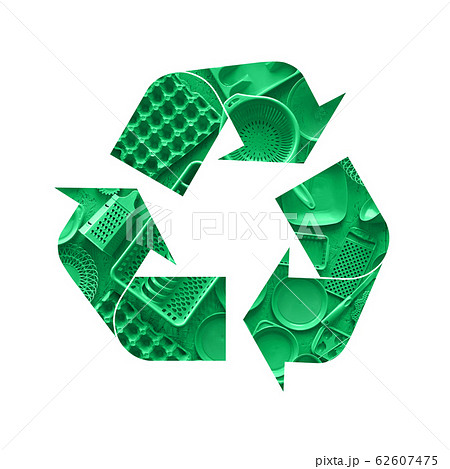Illustration recycling symbol of plastic tableware Illustration recycling symbol of plastic tableware 62607475