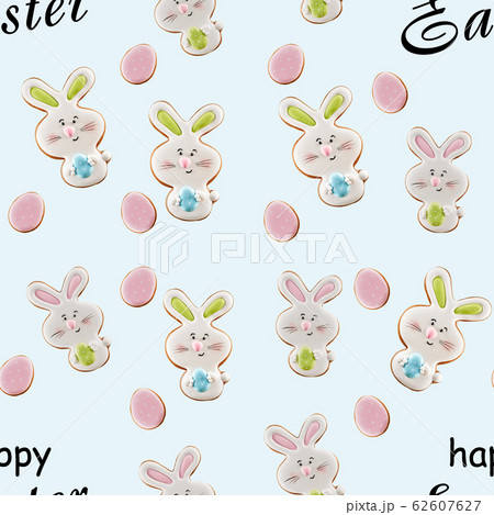 Easter ginger cookies isolated on light blue. Easter ginger cookies isolated on light blue. 62607627