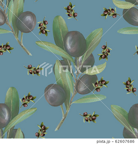 Dark blue olive design, seamless pattern 62607686