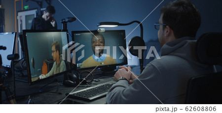 Digital artists discussing an animated film 62608806