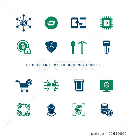BITCOIN AND CRYPTOCURRENCY ICON SET 62610065