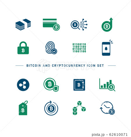 BITCOIN AND CRYPTOCURRENCY ICON SET 62610071