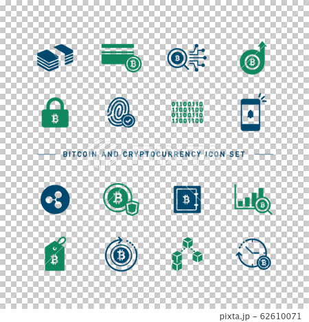 BITCOIN AND CRYPTOCURRENCY ICON SET 62610071