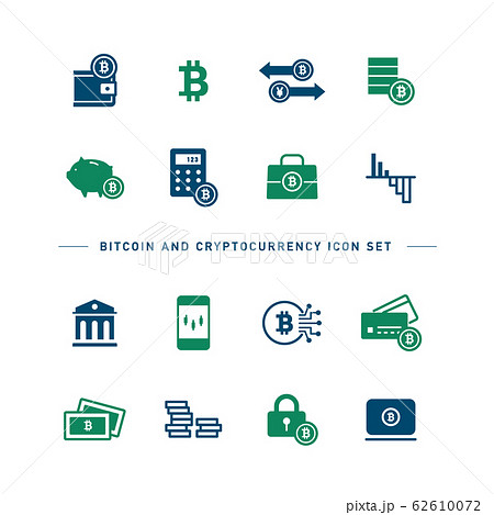 BITCOIN AND CRYPTOCURRENCY ICON SET 62610072