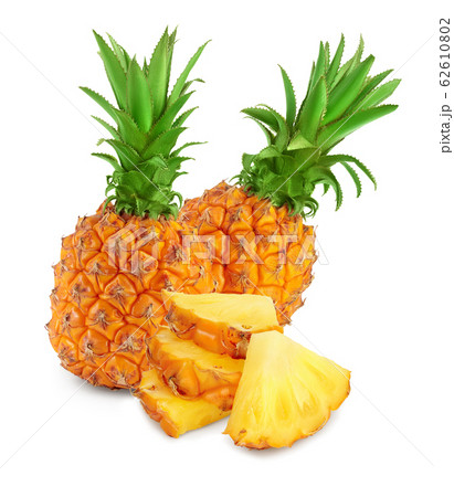 pineapple and slices isolated on white background with full depth of field 62610802