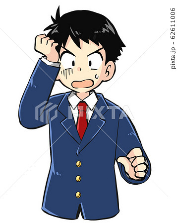 ショックを受ける男子学生のイラストのイラスト素材