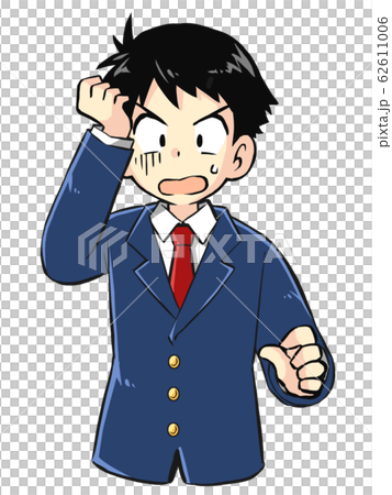 ショックを受ける男子学生のイラストのイラスト素材