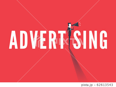 Advertising text with businessman holding megaphone. 62613543