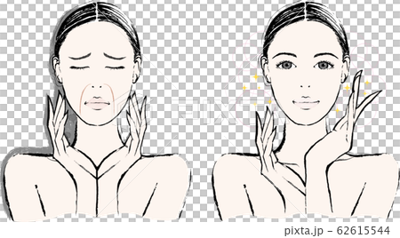 Woman laugh line before after 62615544