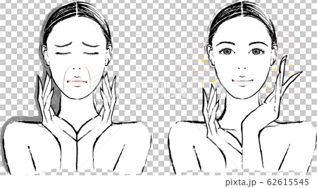 女性　ほうれい線　ビフォーアフター 62615545