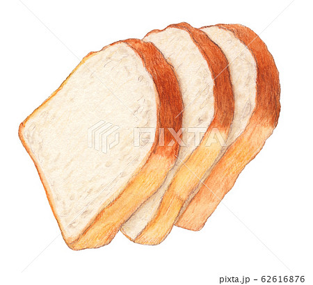 食パンスライス３枚　手描き　水彩 62616876