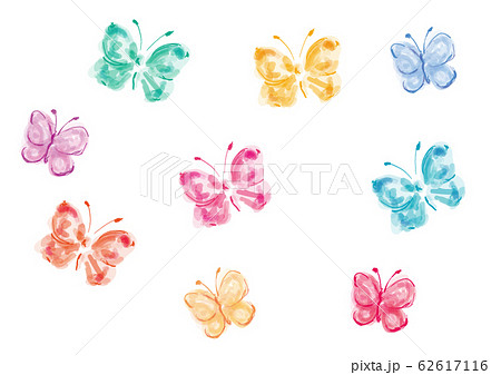 蝶 ちょうちょ 蝶々 ベクター 昆虫 生き物 虫 春 かわいい きれい きれいな カラフル 飛んでいのイラスト素材 62617116 Pixta